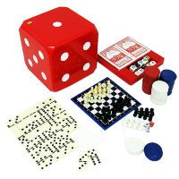 Игровой набор Куб 6 в 1, карты, домино, шахматы, кости, шашки, нарды